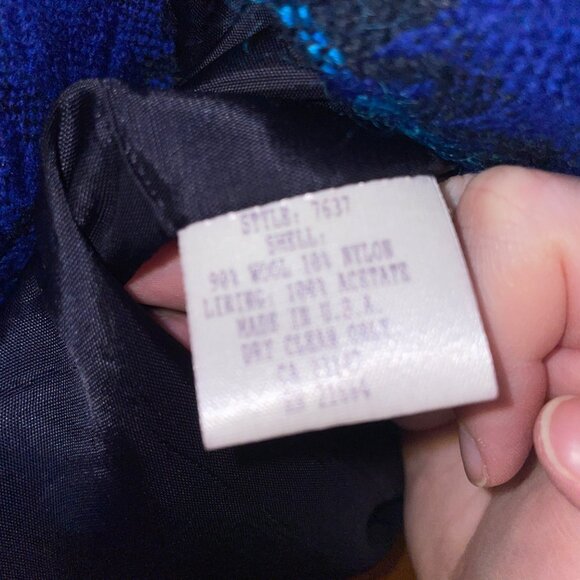 Vintage Talbots Plaid Wool Blend Jacket Womens Size 8 Blue/Black Button Front - Picture 9 of 10